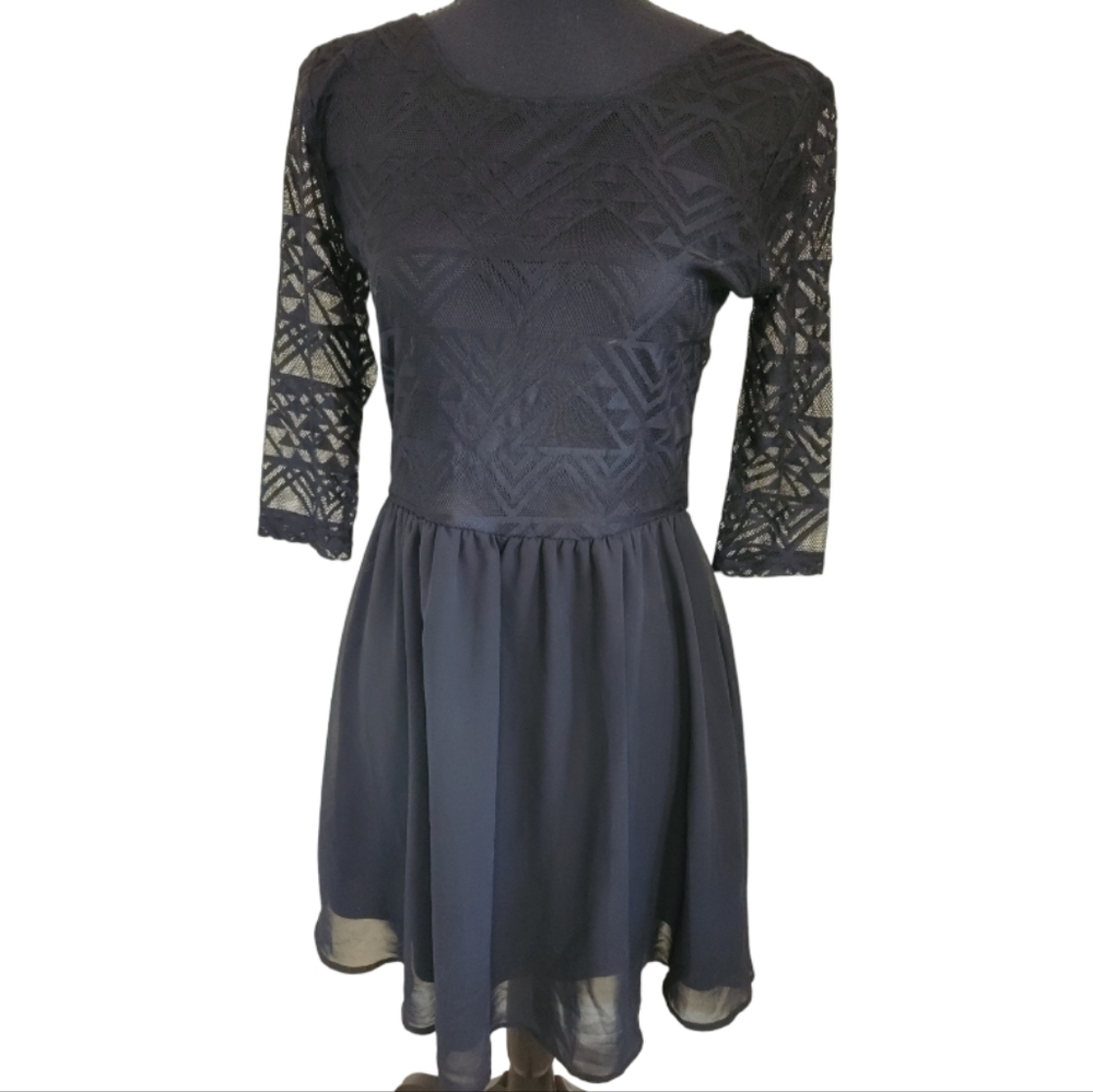 DIVIDED BY H&M lace party cocktail mini dress black size 12